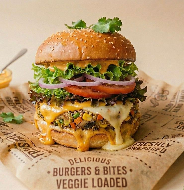 CHEESE VEGGIE LOADED BURGER