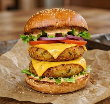 DOUBLE CHEESE VEGGIE BURGER