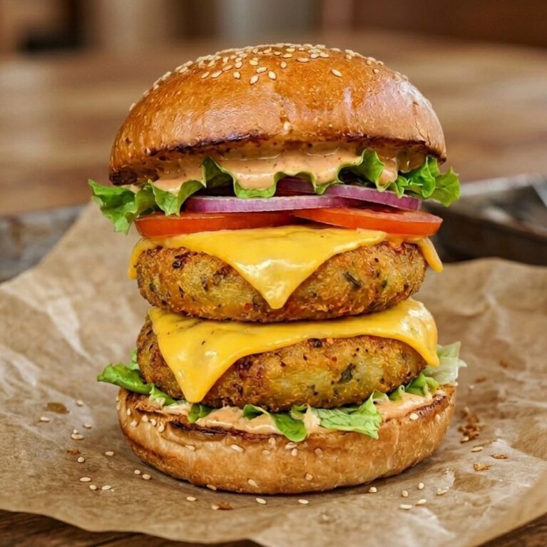 DOUBLE CHEESE VEGGIE BURGER